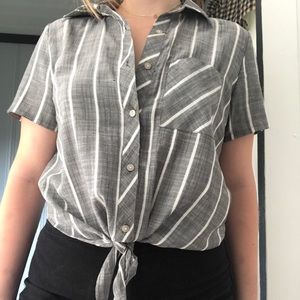 tie up button down shirt